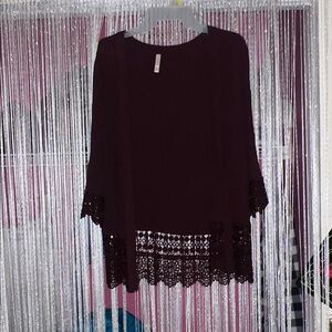 Elegant purple Lace Hem Women's Top